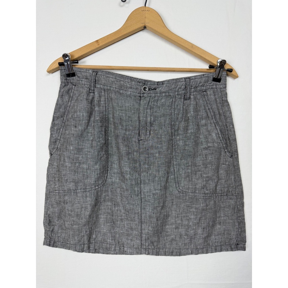 Horny Toad Linen Mini Skirt Womens 6 Gray Casual Pockets Adventure Outdoor